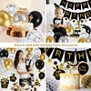 Birthday Decorations, Happy Birthday Banner with Birthday Balloons, Honeycomb Balls, Hanging Swirls, Circle Dots Garland, Happy Birthday Party Decorations for Women Men Boys Girls (Black&Gold)