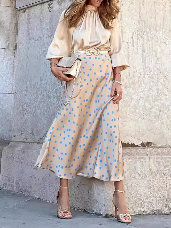 Polka Dot High Waist Tiered Skirt