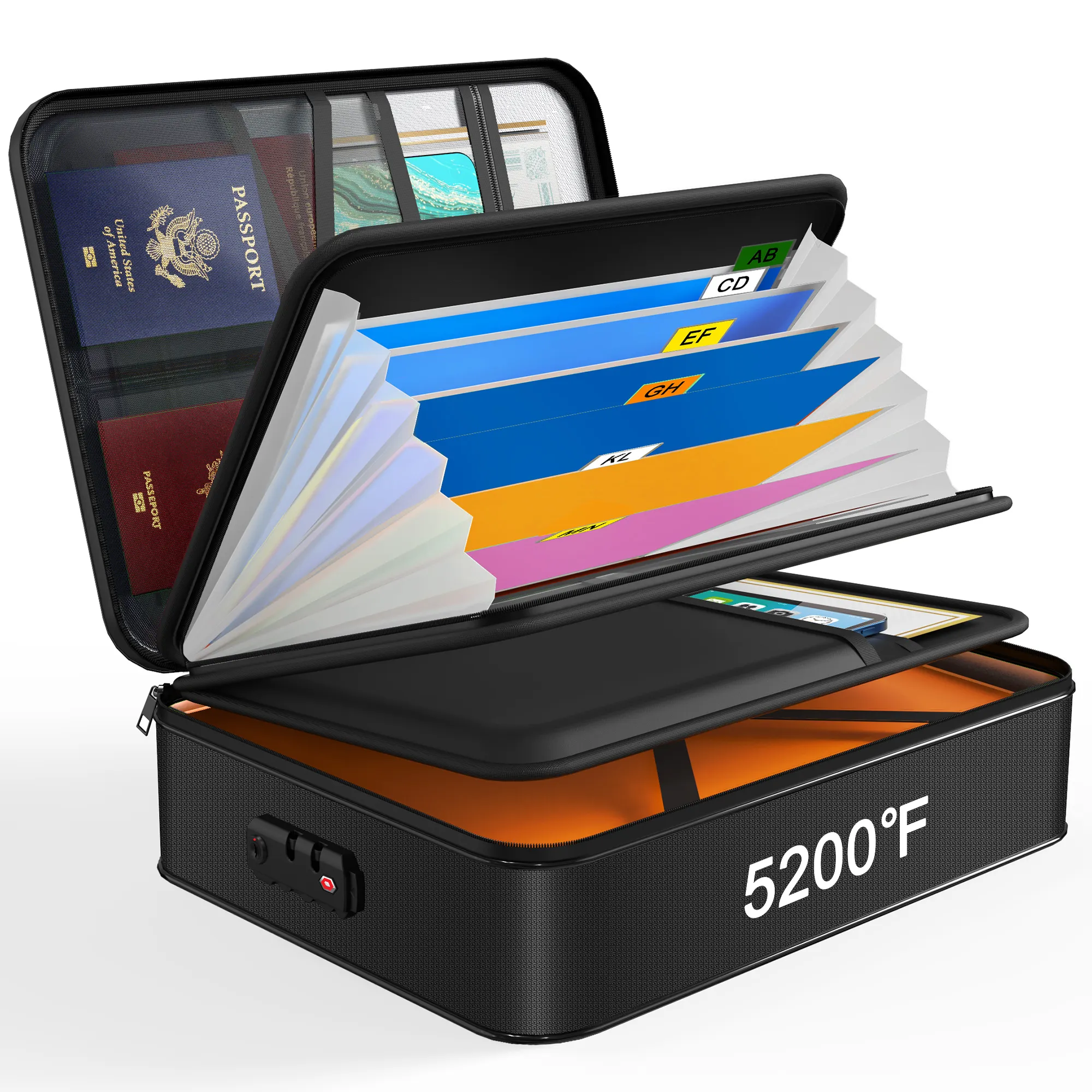 Noiposi Fireproof Document Box with 5200℉ Heated Insulated, Waterproof ...