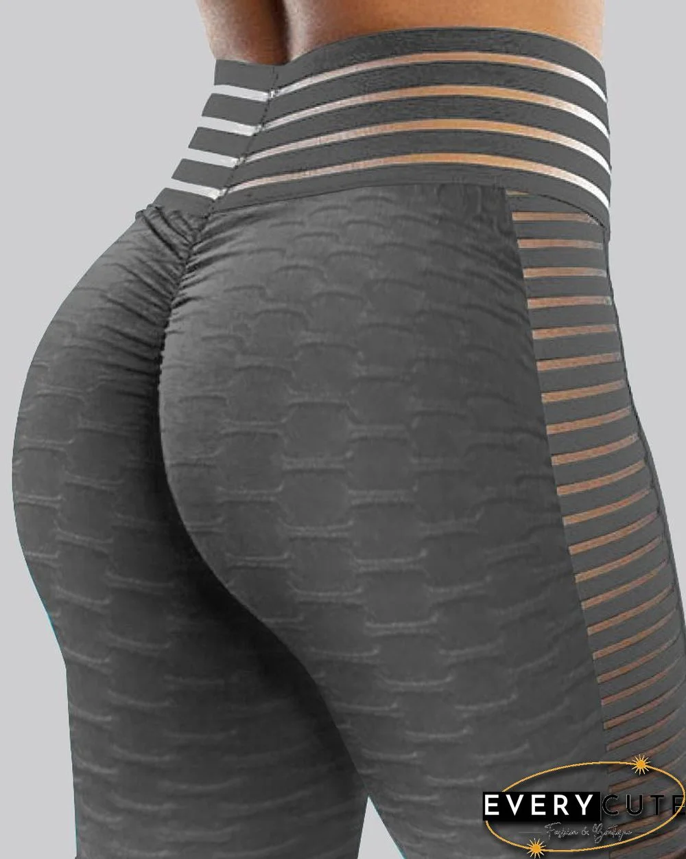 Bubble Texture Plain High Waist Skinny Leggings