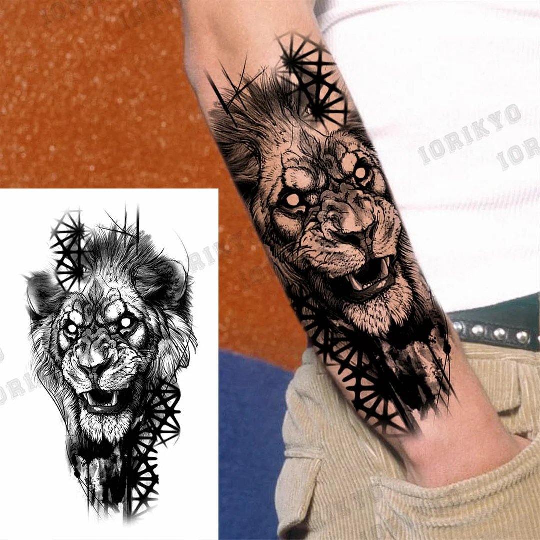 3D Skull Rose Flower Temporary Tattoos For Women Men Geometry Tiger Compass Mandala Fake Tattoo Washable Body Art Painting Tatoo