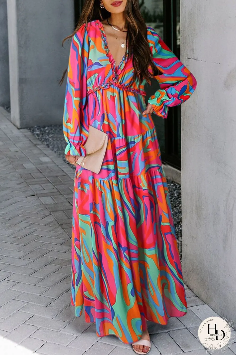 Casual Long-sleeved Dress With Big Swing