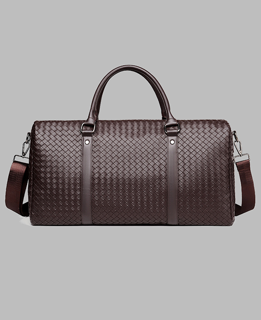 Business PU Leather Woven Travel Duffel Bag