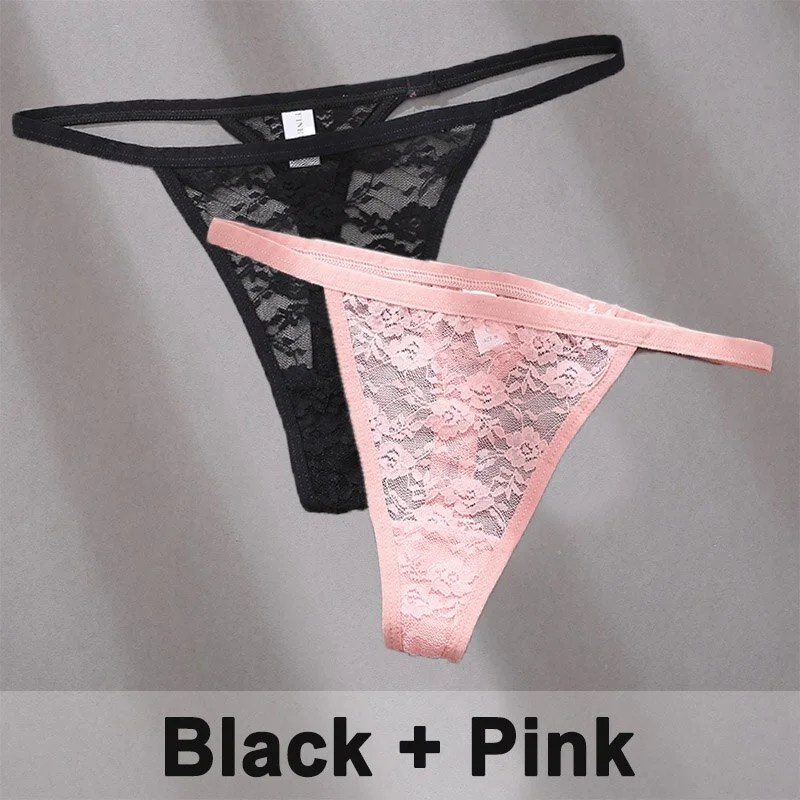 Billionm Sexy Lace Cotton Panties for Women G-String Underwear Perspective Thongs Solid Color Underpants Female Intimates Lingerie