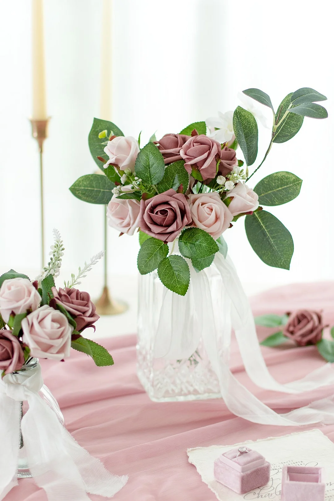1.5"-2" Foam Rosebud & Petite Rose with Stem - 18 Colors
