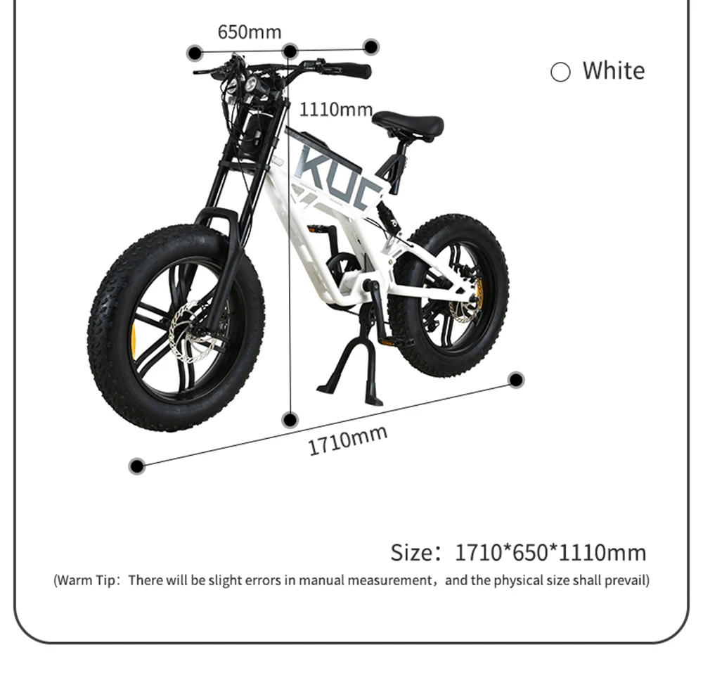 KUGOO T01 Elcykel 48V 500W Motor 13Ah Batteri 20X4.0 tum Hydrauliska Bromsar 50-65KM Körsträcka 150KG Last - Svart