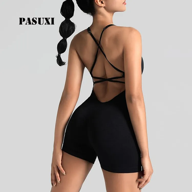 PASUXI Women's Seamless Yoga Jumpsuit Hip Lifting Design Breathable High Elasticity Sports Bodysuit huanwei