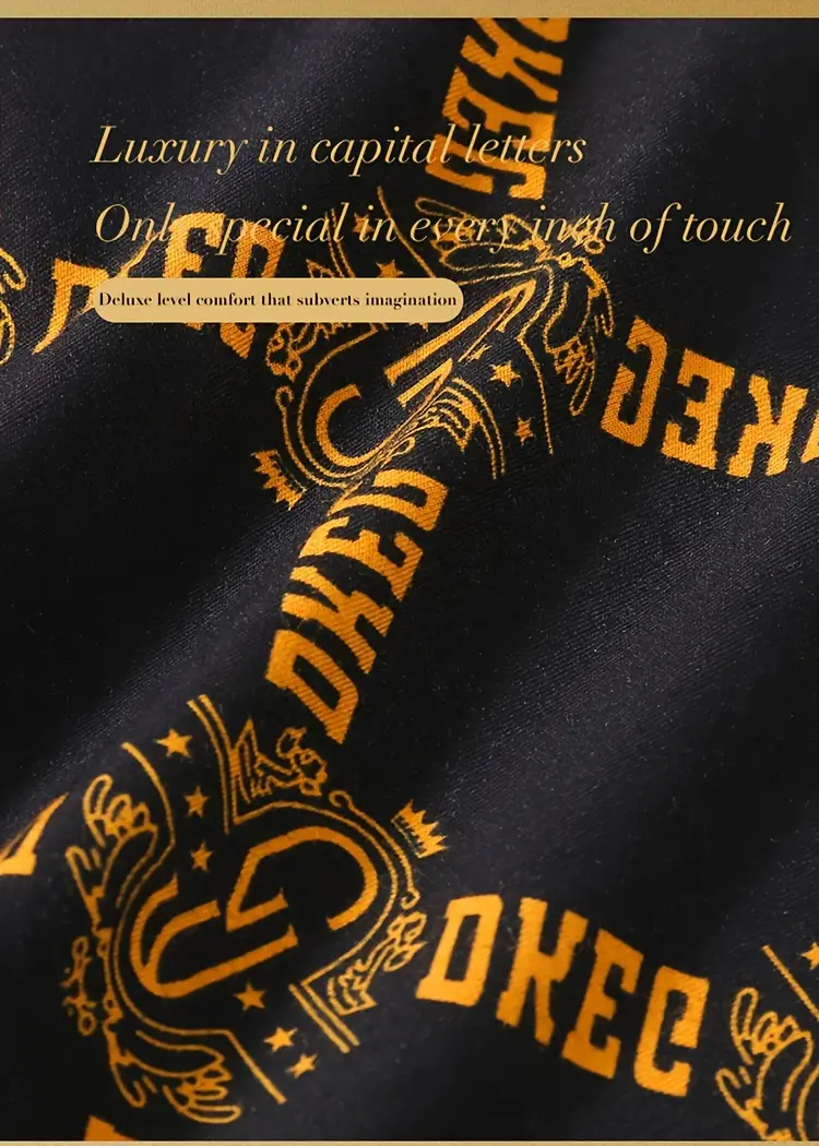 1 5pcs mens luxurious black golden print cotton boxer briefs antibacterial breathable comfy boxer trunks elastic shorts mens casual underwear details 4