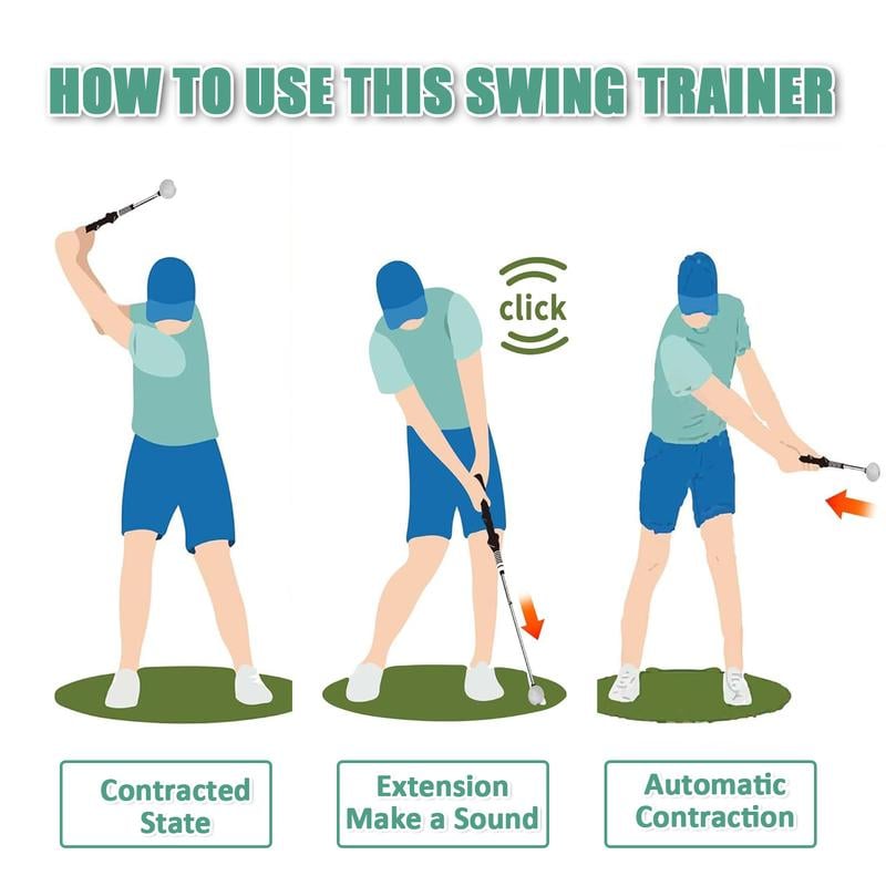 Product Introduction of Arttodo Telescopic club, Retractable Golf Swing Training Aid, Click Sound Stick Trainer, Golf Warm Up, Grip, Strength, Tempo Training Aids, Golf Gift 3
