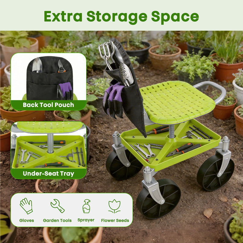 itoolmax garden rolling cart seat extra storage space