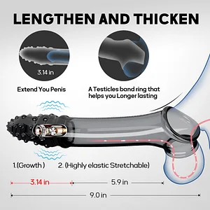 Lengthen And Thicken Vibrating Penis Sleeve For Couple