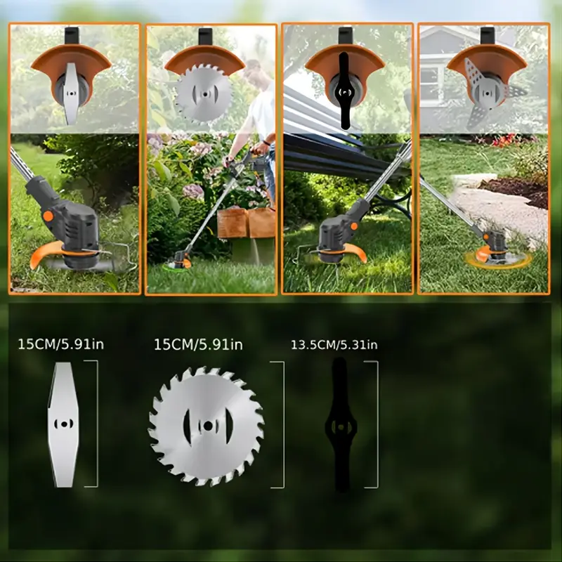 小型便携式家用电动割草机，锂离子电池无线手持割草机，多功能花园割草机 3 合 1 无线割草机带 3 个刀片和可充电的无线割草机爸爸复活节礼物 9