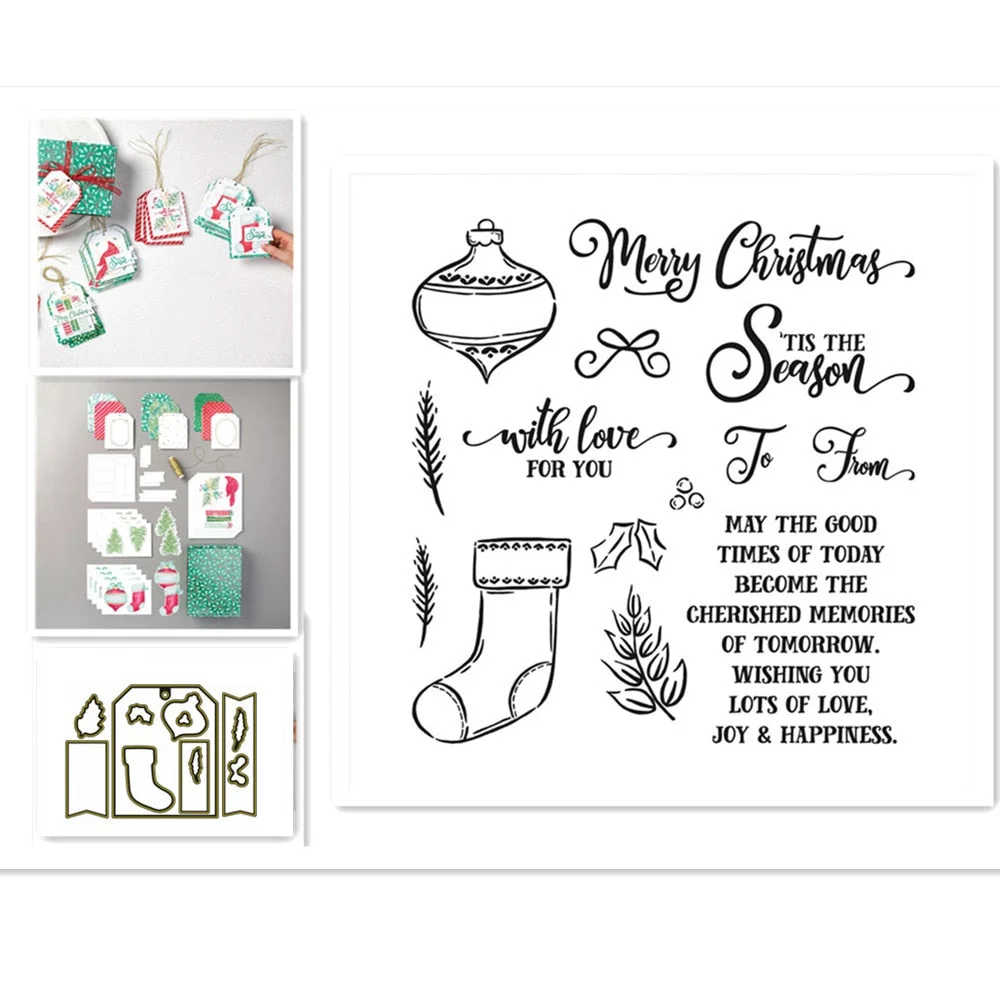 Metal Cutting Dies and Clear Stamp Set For Scrapbooking Paper Craft Handmade Card Album Punch Art Cutter 2021 New Christmas Dies