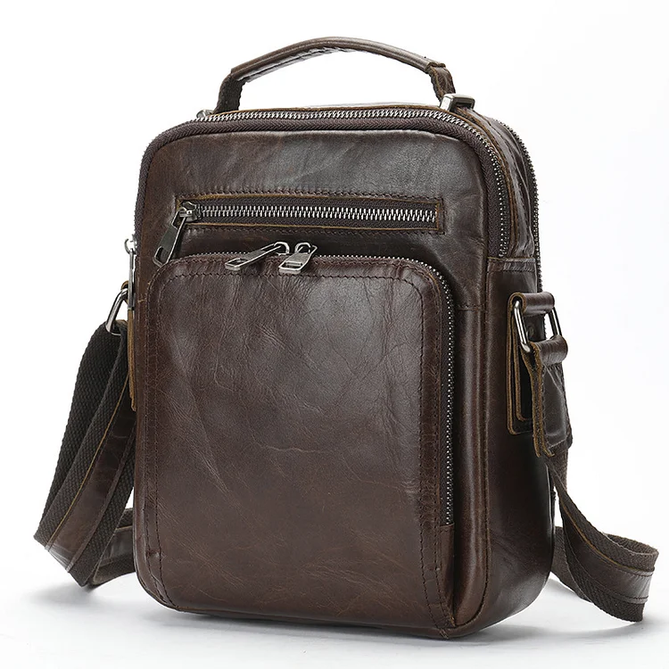 Men's Bag Multi Functional Cowhide Leather Crossbody Bag