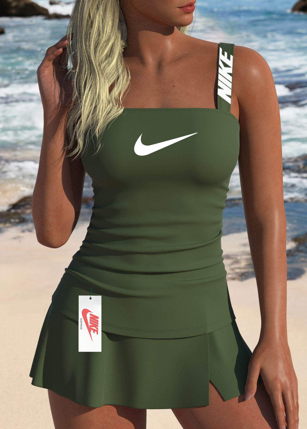 Conjunto de biquíni com fenda lateral e cintura média 2025