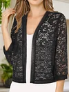 Floral Lace Open Front Cardigan, Versatile 3/4 Sleeve Cardigan For Spring & Fall, Women's Clothing