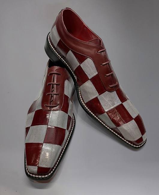 Business Chessboard Pattern Strappy Pointed Toe PU Leather Oxford Shoes