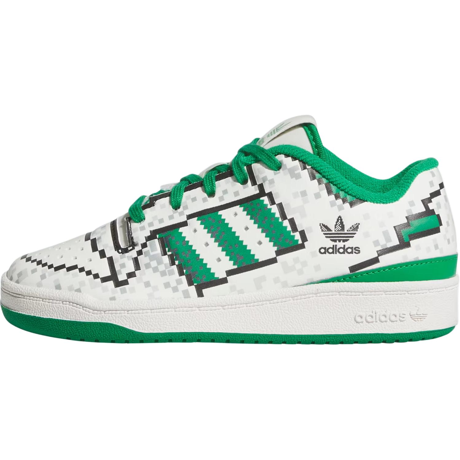Adidas Originals FORUM CL Low Top Training Shoes White Green Kids'