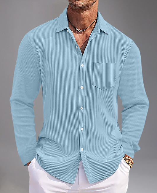 Casual Vertical Stripes Single Breasted Long Sleeve Shirt