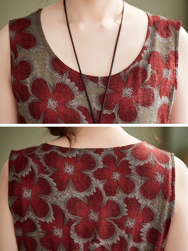 Round Neck Printed Loose Dress 2