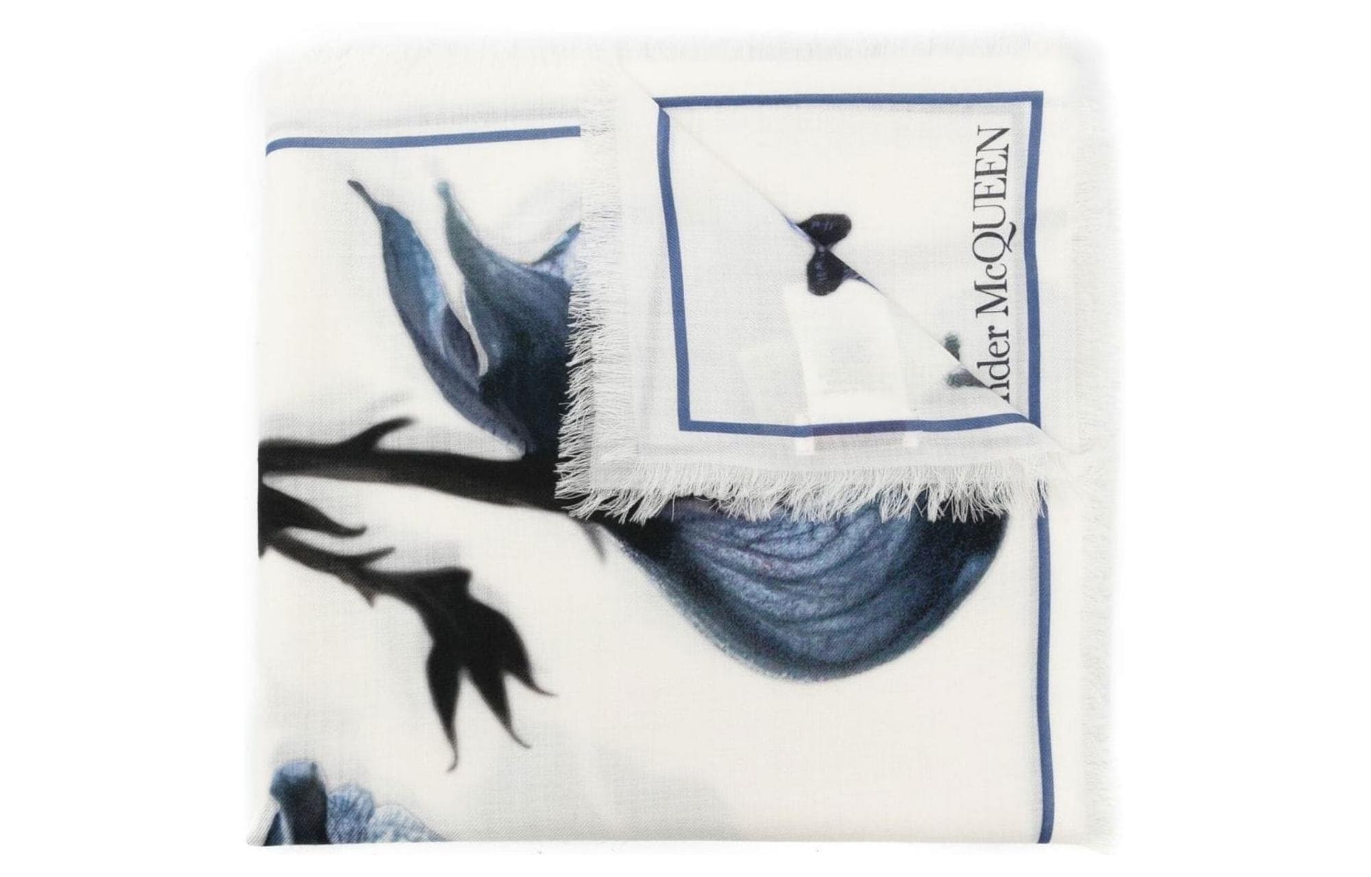Alexander McQueen Knit Scarves Women's White/Blue