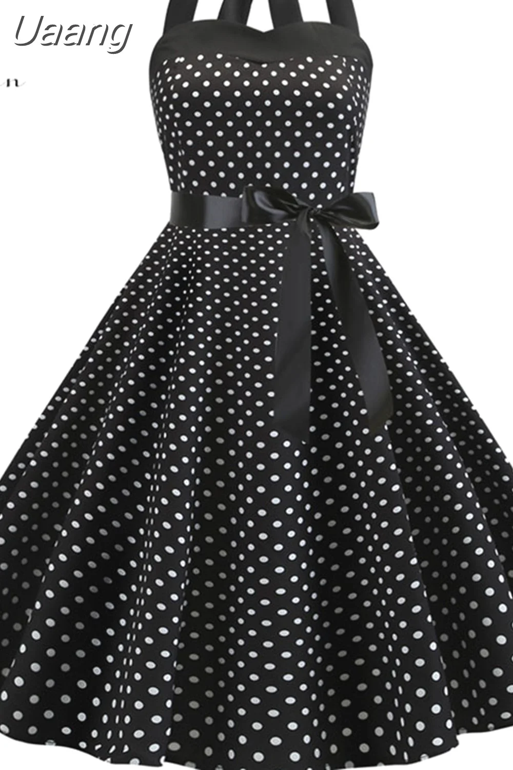 Uaang Polka Dot Halter Vintage Dress 50s 60s Gothic Pin Up Rockabilly Dress Robe Femme Sexy Retro Party Dress