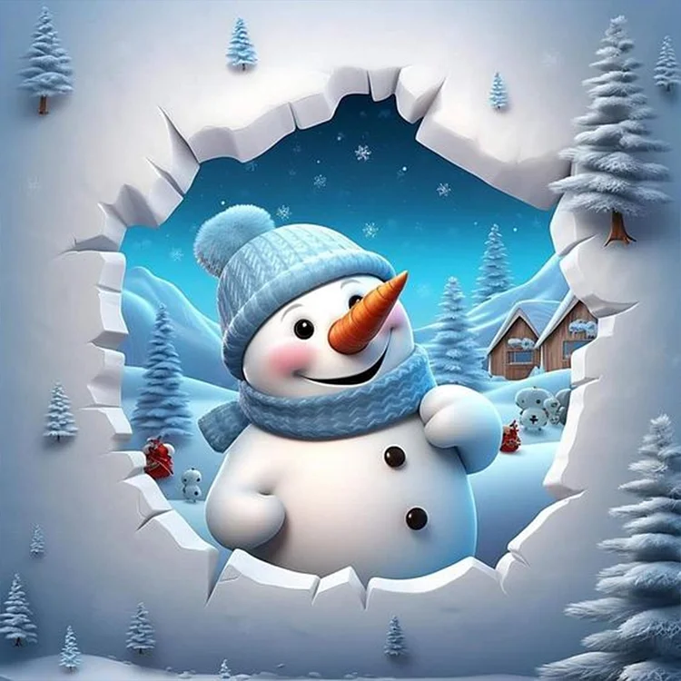 Snowman 30*30cm (canvas) Full Round Drill Diamond Painting