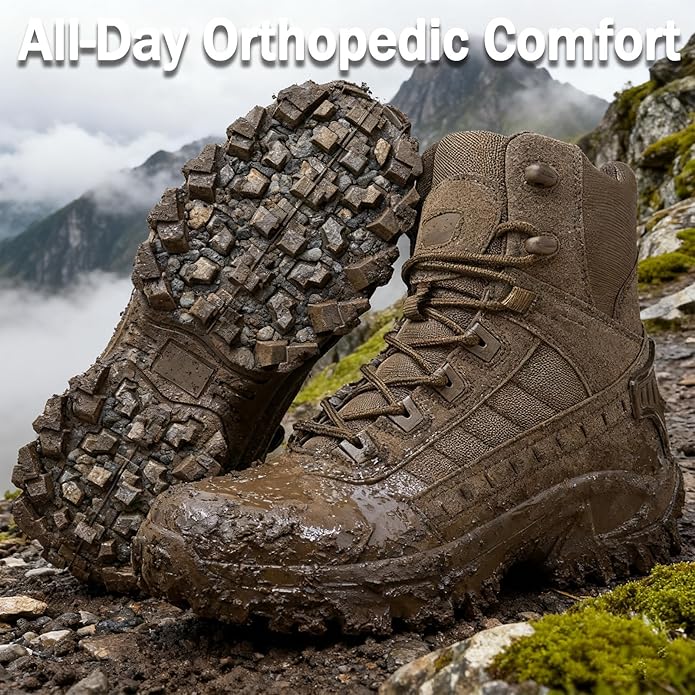 Mens Orthopedic Support Anti-Puncture Work Boots Waterproof Anti-Sprain Hiking Boots