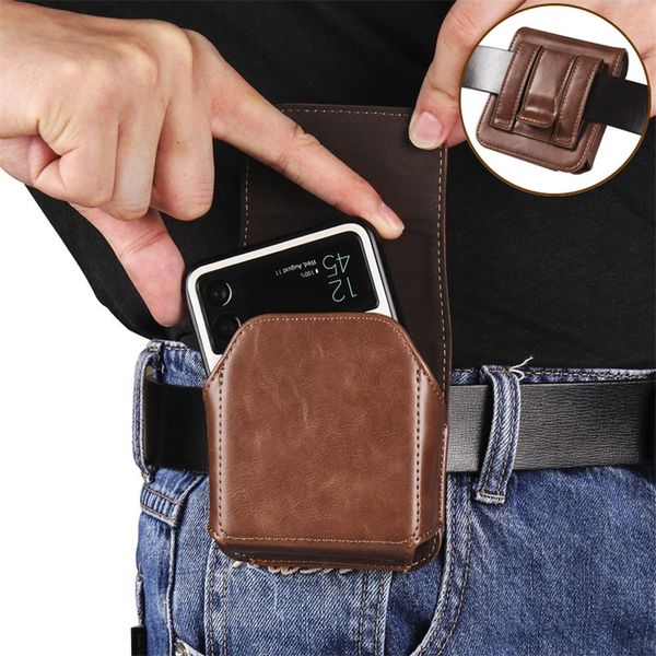 New Luxury Genuine Leather Clip Belt Bag for Samsung Galaxy Z Flip3/4 5G