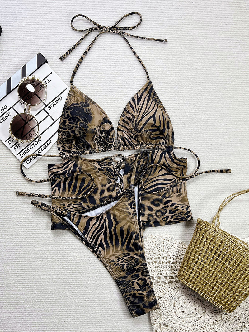 Leopard print beachwear set