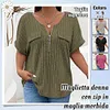 Gioiacombo&trade; T-shirt a maniche corte con zip taglie forti da donna