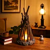 Woodland Campfire LED Night Lamp: Handmade Nature Decor