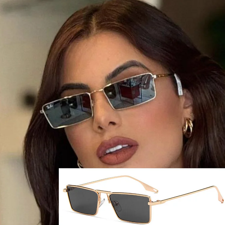 Metal Frame Retro Rectangle Sunglasses Women 2024 Luxury Brand Small Square Sun Glasses For Female Black Shades UV400