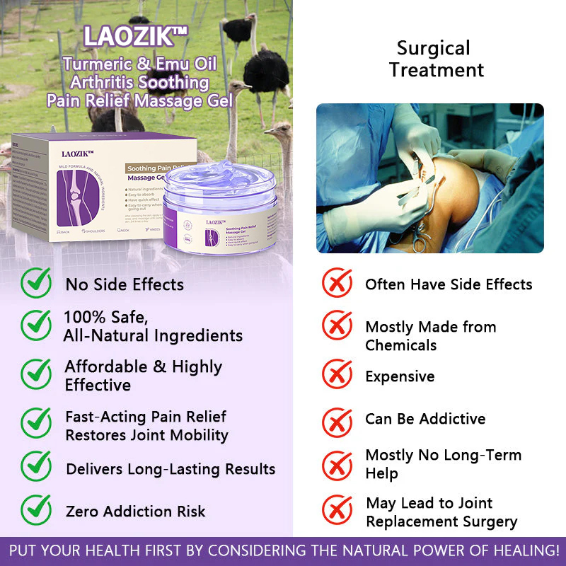 LAOZIK™ Turmeric & Emu Oil Arthritis Soothing Pain Relief Massage Gel Australian Osteopathic Association (AOA) Approved