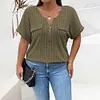 Gioiacombo&trade; T-shirt a maniche corte con zip taglie forti da donna