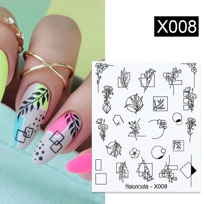 1Pc Spring Water Nail Decal And Sticker Flower Leaf Tree Green Simple Summer DIY Slider For Manicuring Nail Art Watermark
