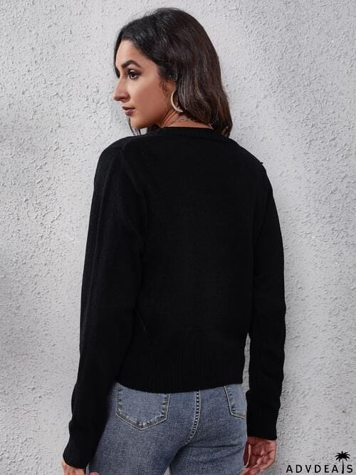 Color Block Button Up Long Sleeve Cardigan