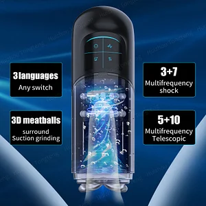 100% Waterproof Automatic Sucking Telescopic Rotating Male Masturbator