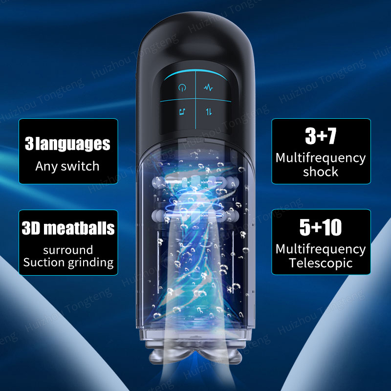 100% Waterproof Automatic Sucking Telescopic Rotating Male Masturbator