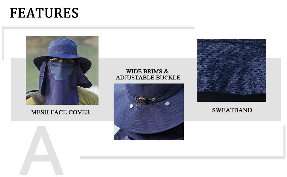 mesh face cover wide brims & adjustable buckle  sweatband