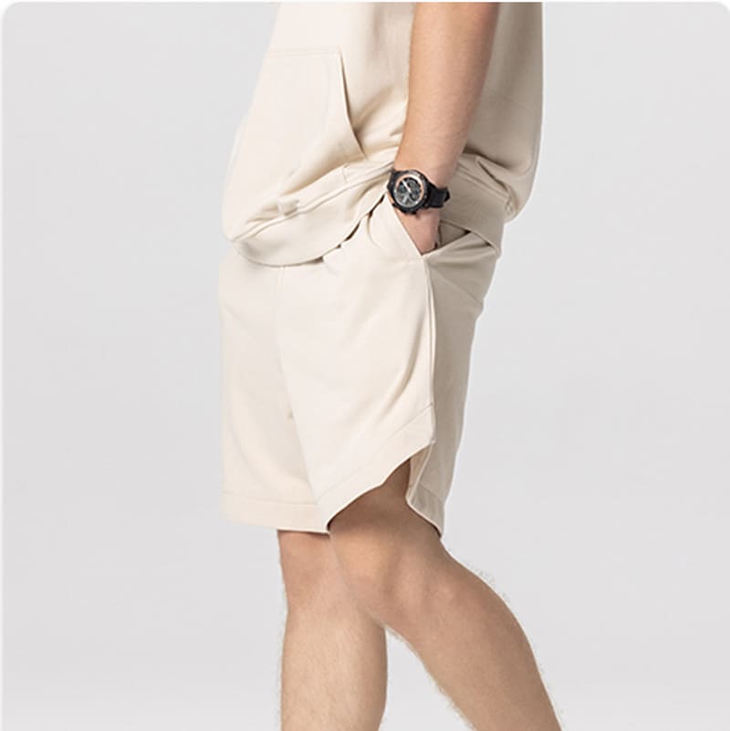 PASUXI Men's Casual Shorts - Beige Comfortable Lounge Bottoms with Side Pockets
