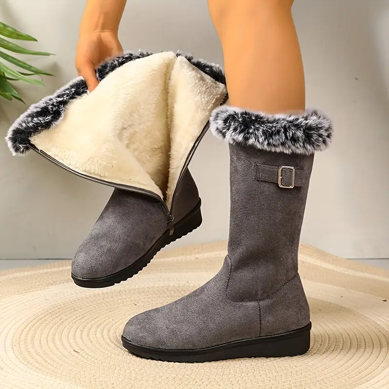 Women's Winter Boots - Slip-Resistant PU Lining, Lining - Black - Cooling Weather Boots for Casual and Formal Events - Cozy Boots, Women's Winter Boots, Formal Cold Boots, Fashion Boots, Plush Lining, Lasting Irritation 3