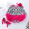 Baby Girls Jumpsuits Autumn Floral Mesh Tutu Baptism Christmas Dresses 3Pcs