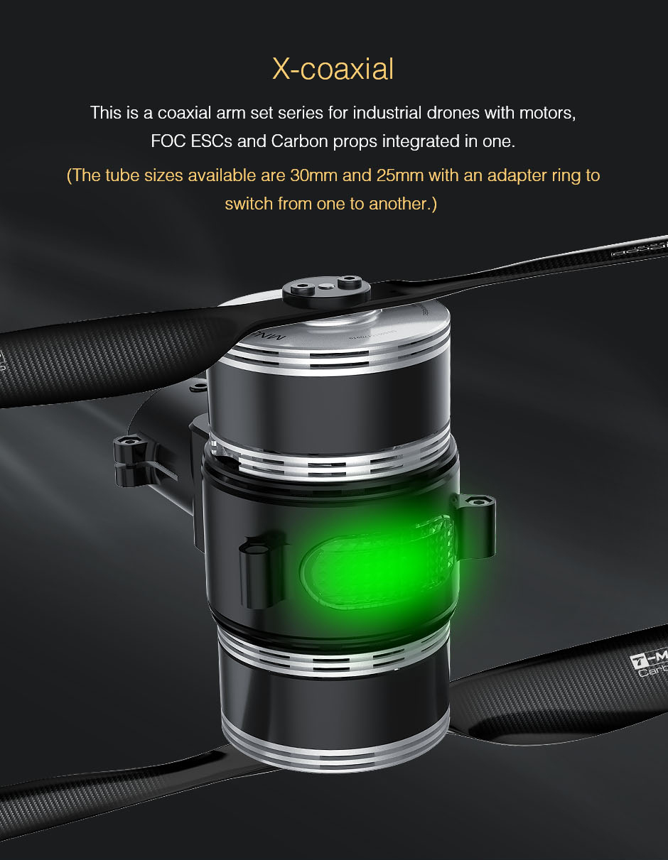 X-701 coaxial drone arm set with integrated motors and FOC ESCs