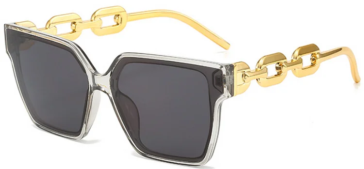 Retro Black Square Sunglasses Women Designer Luxury Big Frame Simplicity Sun Glasses Female Classic Chain Leg Eyewear