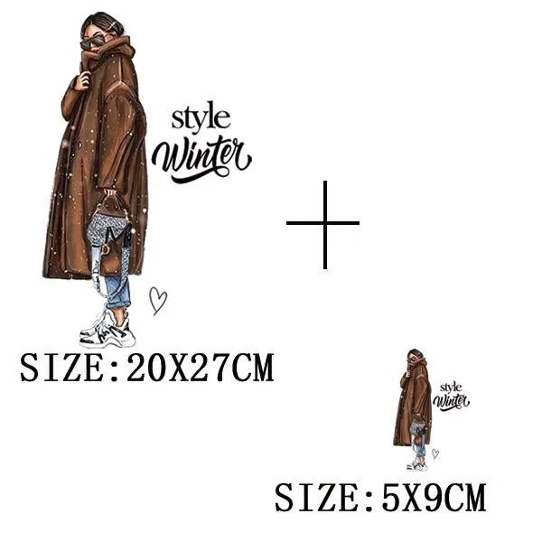 Fashion Girls Thermal Sticker On T-shirt DIY A-levels Iron On Transfer For Clothing Pretty Lady On Woman Clothes Patch Appliqued