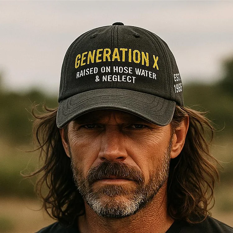 Custom Generation X Hat, Gen X Cap, GenerationX Raised On Hose Water And Neglect Perfect Gift For Dad Low Profile Dad Hat-Pigment Dyed