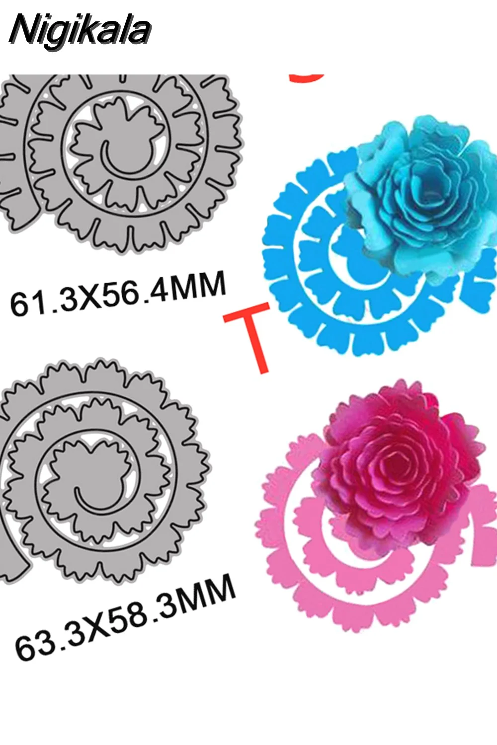 Nigikala Spiral Flower Garland Metal Cutting Dies for DIY Scrapbooking Album Decorative Crafts Embossing Paper Cards Making 2023 New