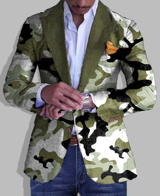 Business Camo Single Breasted Long Sleeve Blazer