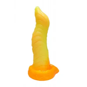 Tentacle Shaped Penis Soft Silicone Dildo For Women  S Shape Yellow